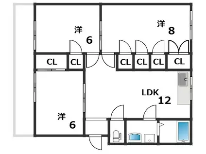 山手マンション(3LDK/3階)の間取り写真