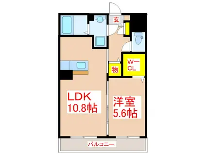 MOKONOマンション(1LDK/2階)の間取り写真