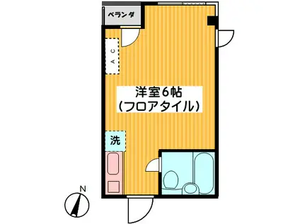 KDハイム(ワンルーム/2階)の間取り写真