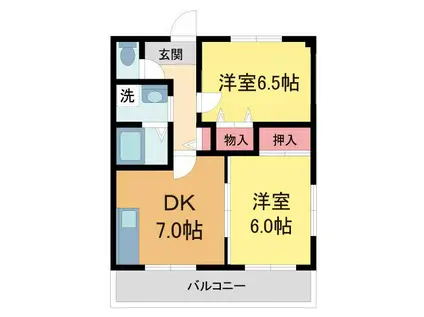サンハイツ高司1(2DK/3階)の間取り写真