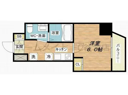 SERENITE本町REFLET(1K/7階)の間取り写真