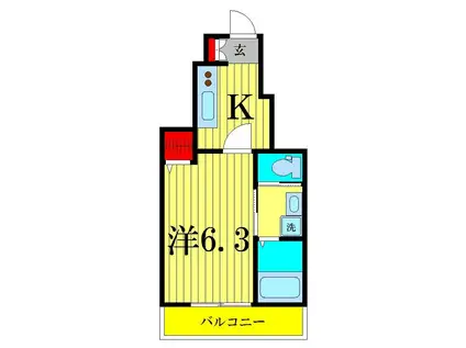 グランシャレー亀有I(1K/1階)の間取り写真