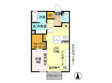 ルネッタ藤(1LDK/1階)の間取り写真