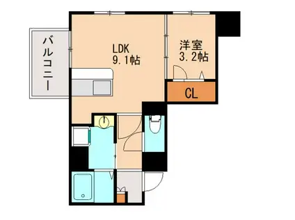 ラフィーネ井尻IIA棟(1LDK/2階)の間取り写真