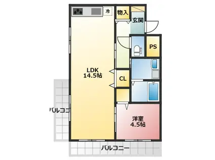 ビッグビレッジ(1LDK/2階)の間取り写真