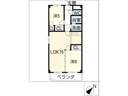 ネスパルド江南(2LDK/1階)の間取り写真