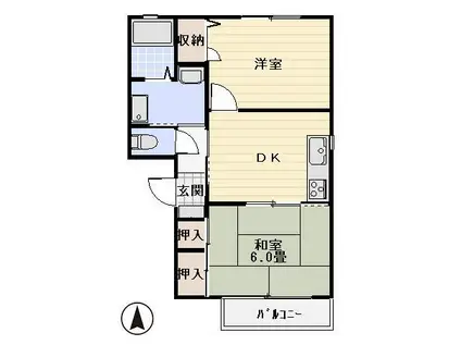 フレグランス秋桜(2DK/1階)の間取り写真