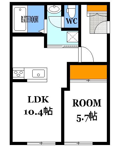 リバーサイド三滝(1LDK/1階)の間取り写真