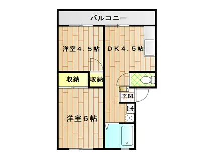 松沢ハイツ(2DK/2階)の間取り写真