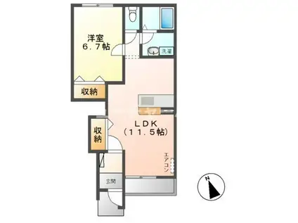 JR常磐線 水戸駅 バス乗車時間:30分 最寄りバス停で下車 徒歩5分 2階建 築13年(1LDK/1階)の間取り写真