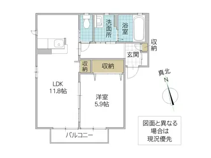 ラ・ルーシュ B棟(1LDK/2階)の間取り写真