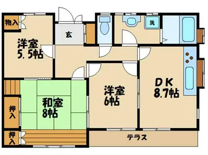 オガワハウス(3DK/1階)の間取り写真