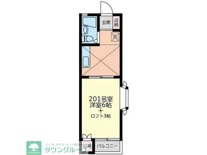 レオパレス21三ツ沢上町第2(1K/2階)の間取り写真