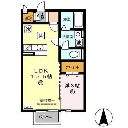 レトロヴィレッジ(1LDK/1階)の間取り写真