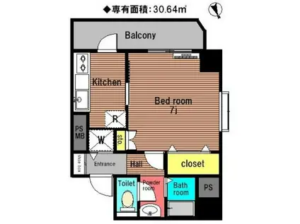 プリマベーラ(1K/2階)の間取り写真