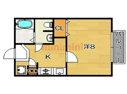 ビッグフォレストII(1K/2階)の間取り写真