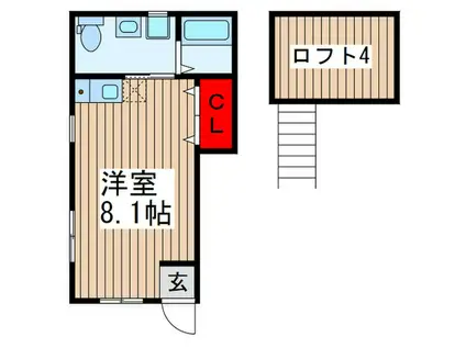 メインフィールド桶川東(ワンルーム/1階)の間取り写真