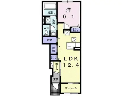 サンモール(1LDK/1階)の間取り写真