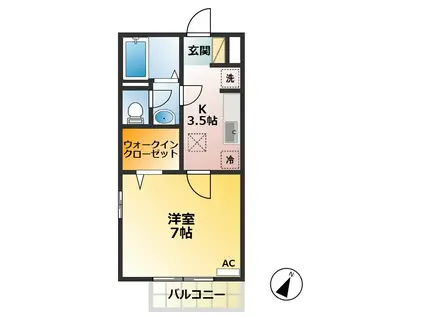 エストゥージョ・ポニェンテ(1K/1階)の間取り写真