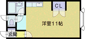 ダンディハイツ(ワンルーム/1階)の間取り写真