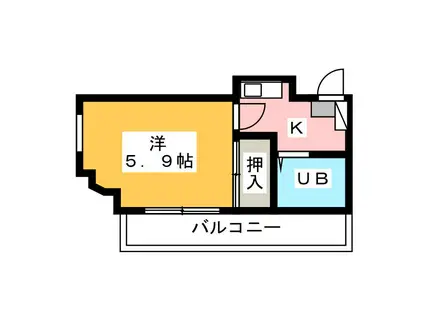 ハイツ上野(1K/2階)の間取り写真