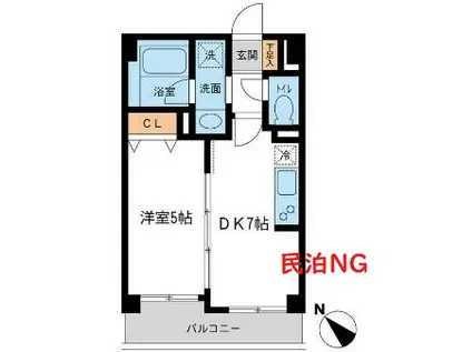 ペット飼育ネットフリー 1DK ルクレ初台 H(1DK/2階)の間取り写真