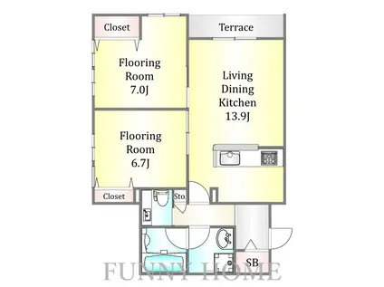 西品川3丁目メゾン(2LDK/1階)の間取り写真