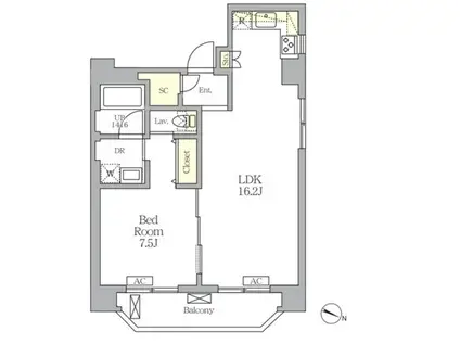 クロス護国寺(1LDK/7階)の間取り写真