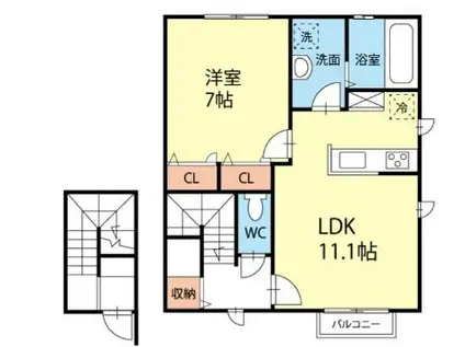 アヴニール(1LDK/2階)の間取り写真