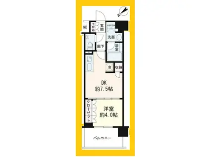 DUO STAGE YOKOHAMA TENNOCHO(1DK/5階)の間取り写真