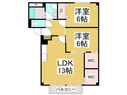 SURPLUSTHREEローデアプレイス・A棟(2LDK/2階)の間取り写真