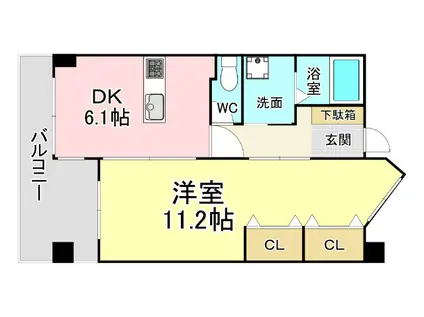 ピュアライフ砂津(1LDK/3階)の間取り写真