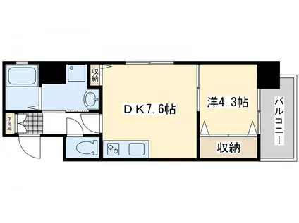 シンフォニー祇園(1DK/6階)の間取り写真