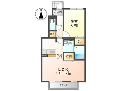 GRECE COURT B(1LDK/1階)の間取り写真