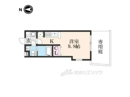 グレイトグレイス東寺(1K/1階)の間取り写真