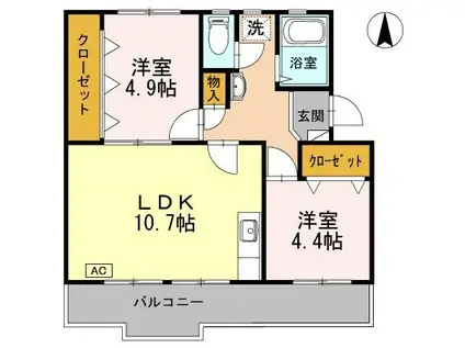 ロイヤルマンション1号棟(2LDK/2階)の間取り写真