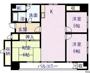 サニーハイツ220(3LDK/3階)の間取り写真