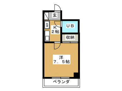 ベルセゾン山村II(1K/2階)の間取り写真
