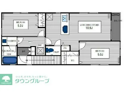 井土ヶ谷中町アパート(2LDK/3階)の間取り写真