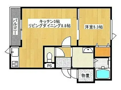 RECT沼ノ端(1LDK/2階)の間取り写真