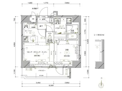 グランドコンシェルジュ恵比寿(1LDK/3階)の間取り写真
