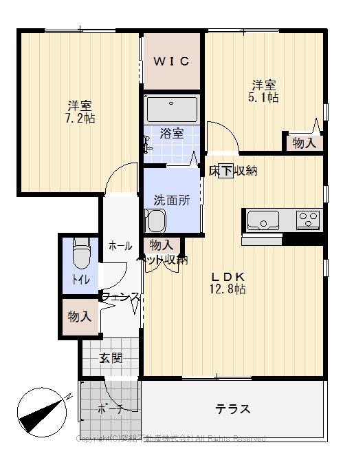 ル・クール B(2LDK/1階)の間取り写真