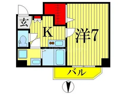 ライジングプレイス押上二番館(1K/3階)の間取り写真