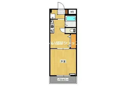 カーサ弐番丁(1DK/3階)の間取り写真