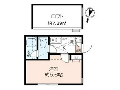 ルーナ ブル(1K/2階)の間取り写真