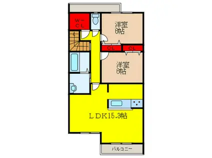 I CUBE PREMIER(2LDK/2階)の間取り写真
