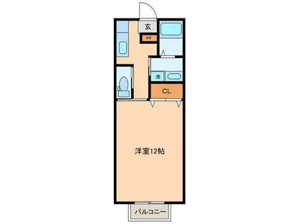 パロス四町目(1K/2階)の間取り写真