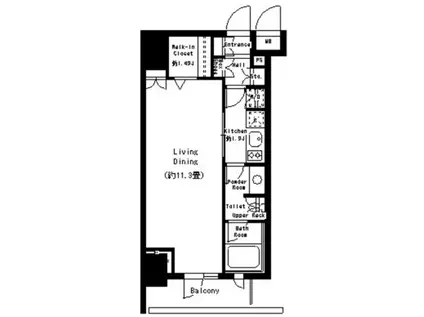 パークルージュ赤坂檜町(ワンルーム/4階)の間取り写真