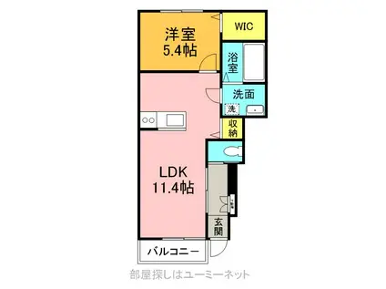 セラディール姫城A(1LDK/1階)の間取り写真