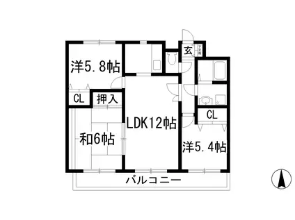 ユーロメゾン伊丹(3LDK/4階)の間取り写真